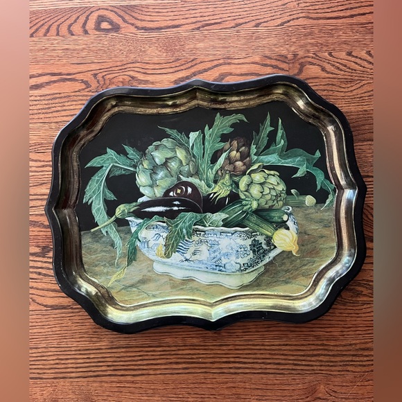 English Painted Tray W/ Art by Stephanie Hoppen Exclusively for Keller Charles